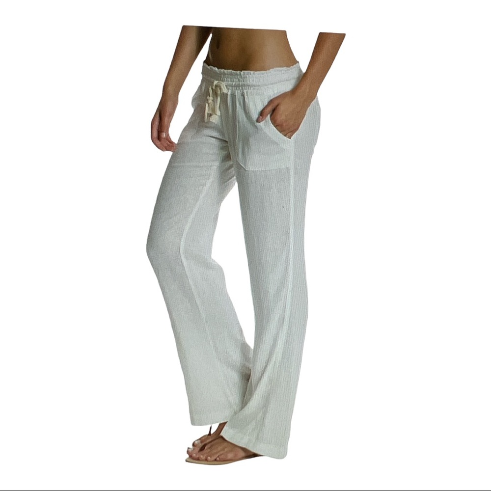 Roxy Pants/White/Medium/Oceanside Linen Blend